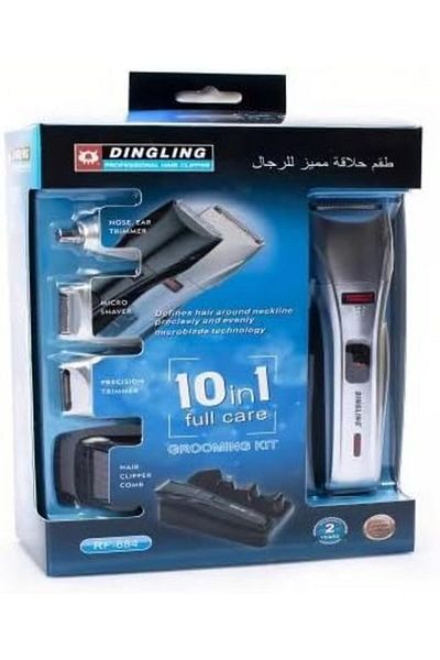 Dingling Rf-684 Professional Hair Clipper 10-in-1 Grooming Kit - Cordless Shaver & Trimmer For Men