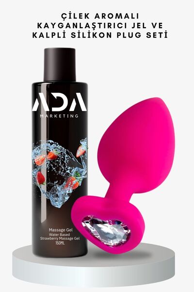 Ada Marketing Çilek Aromalı Kayganlaştırıcı Jel Ve Silikon Plug Seti | 150 ml...