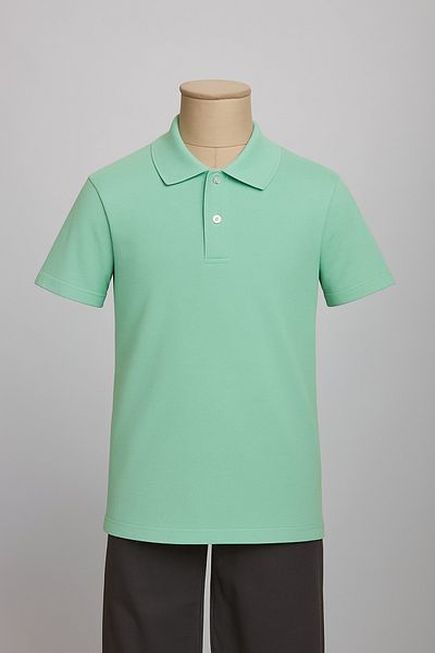Dragora Boy's Combed Cotton Polo Neck Water Green School T-Shirt