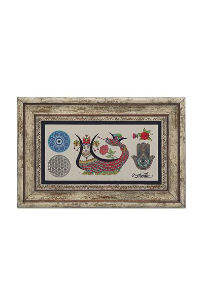 Sadrazam Şahmeran-Fatma's Hand-Evil Eye Pattern-Flower of Life Printed Natural Stone Painting 2G-S1M