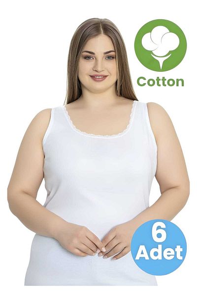Uniquetrenders Women's 6-Piece Thick Strap Lace Detailed Oversized Tank Top