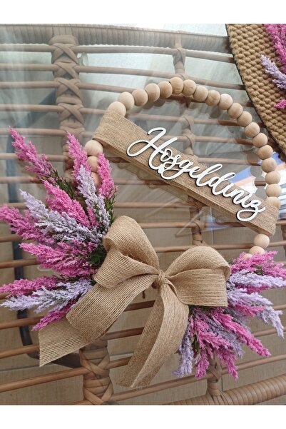 Okaliptus Tasarım Ahsap Boncuk Hosgeldiniz Kapı Süsü Ve Paspas Takımı Ev Dekor