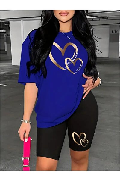 WOODROFFE Tricou din bumbac pieptănat cu imprimeu HEART pentru femei, costum ...