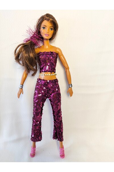 MIA WARDROBE PAYETLİ STRAPLEZ BLUZ , PANTOLON TAKIM