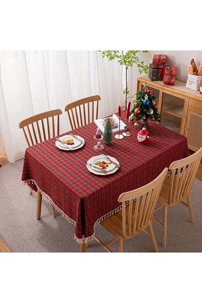 ZADA HOME Picnic Square Pattern Gingham Table Cloth, Picnic Mat Picnic with Fringe