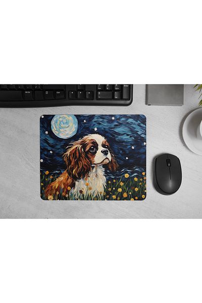 MS Major Selection Cavalier King Charles Spaniel Mouse Pad – Starry Night Design (17.5X21.5 Cm, Non-Slip Base)