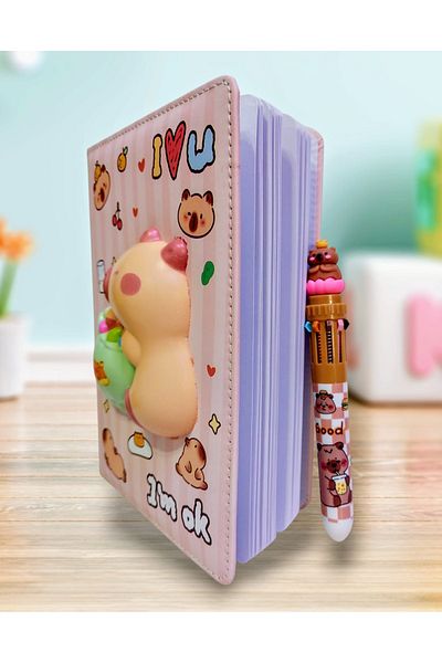 izmir yazici servis Capybara Squishi Scrapbook Set with 10 Colors Writing Pens as Gifts