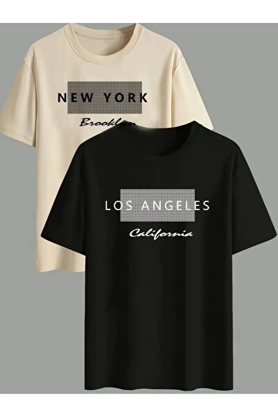 PAVRO تي شيرت للجنسين بافرو مريح مقاس 2 قطعة مطبوعة ملونة متعددة الألوان ذات ...