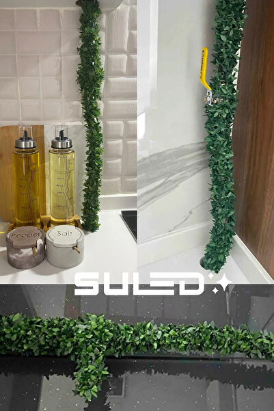 SULED Yapay Çiçek 7 Metre Dekoratif Tel Sarmaşık Yeşil Yapraklı Taç Çiçek