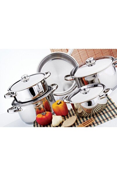 gülsan Mega 9 Parça Tencere Set Çelik Kapaklı