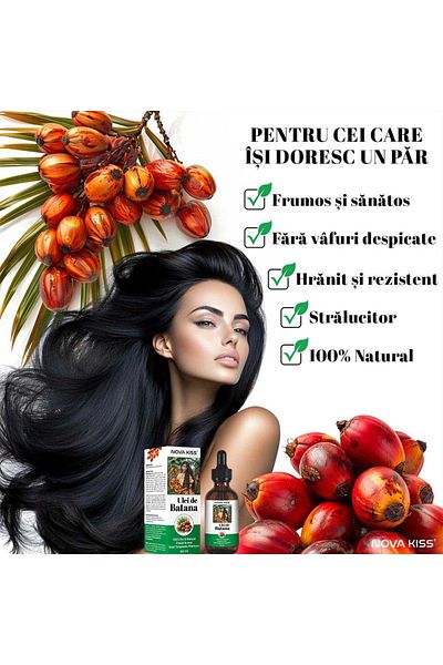 NOVA KISS ® Ulei de batana 100% pur și premium pentru creșterea părului, tratamentul scalpului, îngrijirea pielii, 60 ml