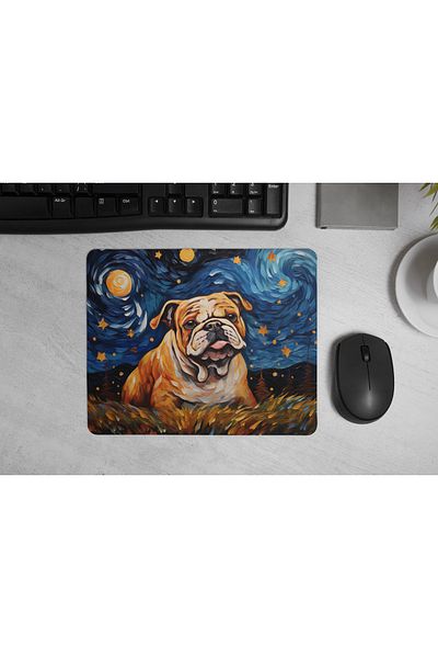 MS Major Selection Bulldog Mouse Pad – Starry Night Art Design (17.5X21.5 Cm, Non-Slip Base)