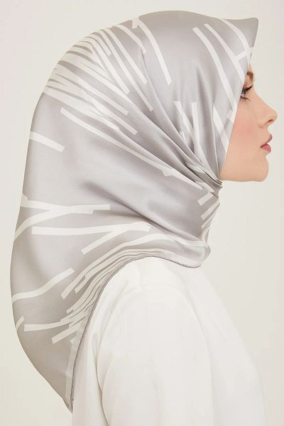 Armine Μεταξωτό κασκόλ Sura 9157D (S ) 90 x 90 Ασημί - 55