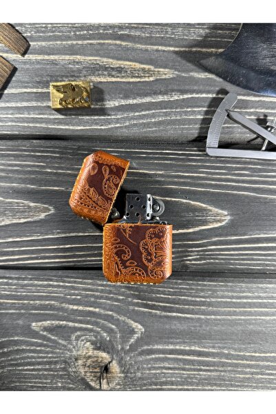 griffon leathers goods craft Kişiye Özel Benzinli Premium Deri Kılıflı Çakmak