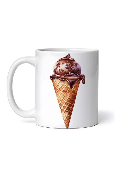 OEM Cană albă personalizată, cornet de înghețată de ciocolată, Inovatix®. 330 ml