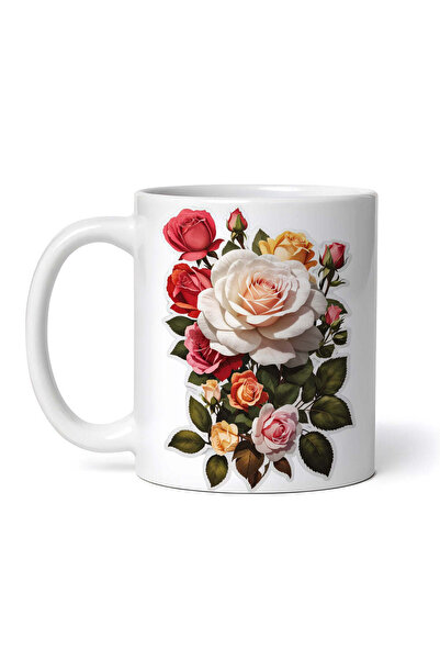 OEM Cană albă personalizată, Buchet de trandafiri cu boboci, INOVATIX®. 330ml