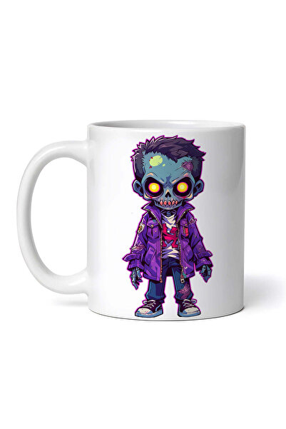 OEM Cană albă personalizată, Chibi Halloween Zombie cu dinți, INOVATIX®. 330ml