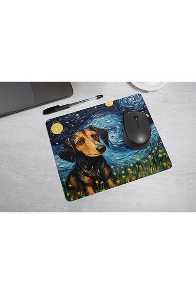 MS Major Selection Dachshund (Sausage Dog) Mouse Pad – Starry Night Design (17.5X21.5 Cm, Non-Slip Base)