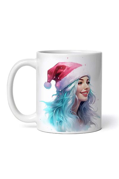 OEM Cană albă personalizată, Crăciun roz albastru Fetiță fericită, INOVATIX®. 330ml