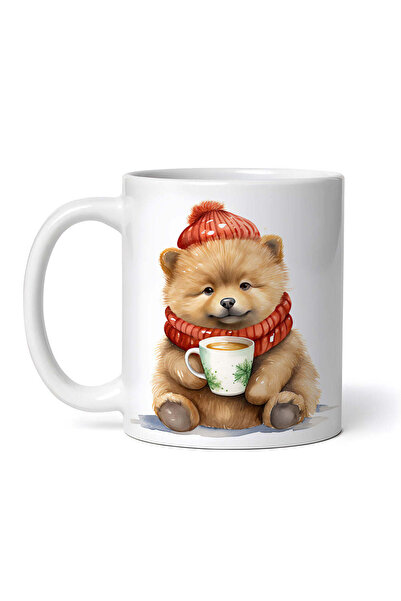 OEM Cană albă personalizată, Chow Chow bea cafea cu lapte, INOVATIX®. 330ml