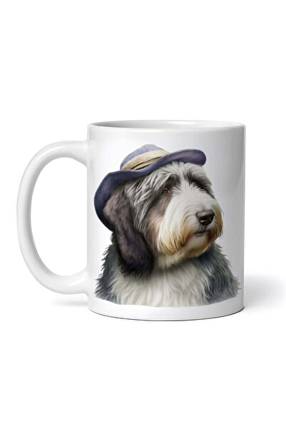 OEM Cană albă personalizată, câine Collie cu barbă, INOVATIX®. 330 ml