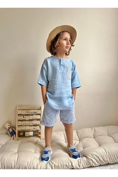 YİGİT BUTİK Set băieți Yigit Boutique cu pantaloni scurți din muselină