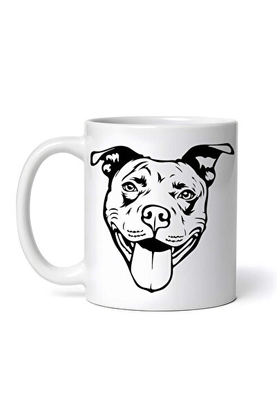 OEM Cană albă personalizată, Happy Pit Bull Dog, INOVATIX®. 330ml