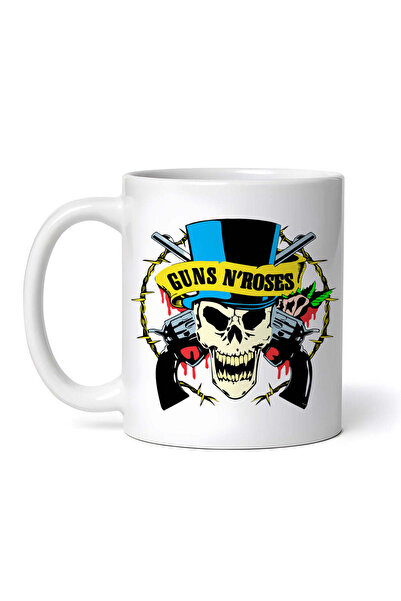 OEM Εξατομικευμένη Λευκή Κούπα, Κρανίο Guns N' Roses με Όπλα, Inovatix®. 330ml