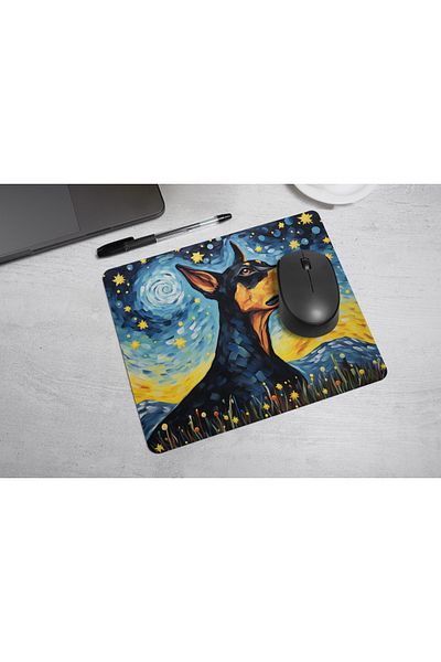 MS Major Selection Doberman Mouse Pad – Starry Night Design (17.5X21.5 Cm, Non-Slip Base)