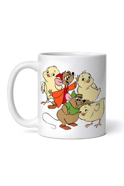 OEM Εξατομικευμένη Λευκή Κούπα, Σταχτοπούτα Jaq και Gus Παίζοντας με τα Κοτόπ...