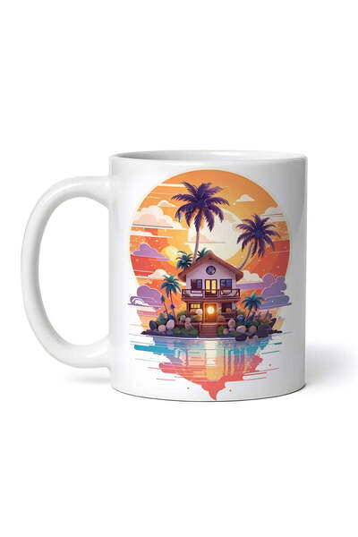 OEM Cană albă personalizată, Casa de la mare, INOVATIX®. 330ml