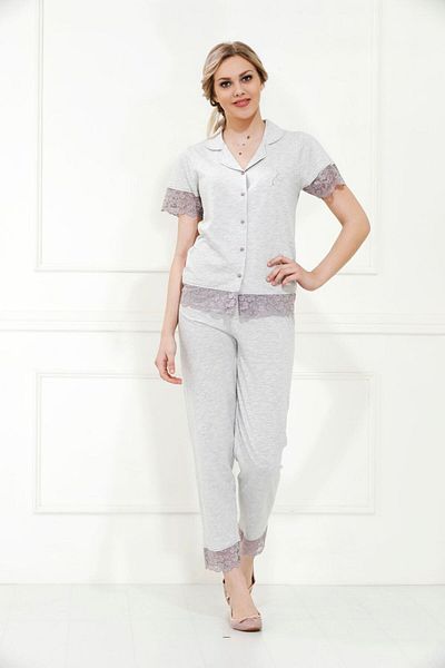 Etoile Short Sleeve 100% Cotton Shirt Collar Pajama Set - 98019
