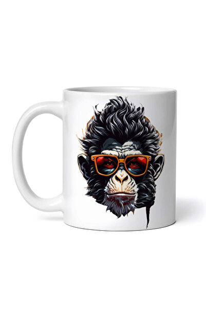 OEM Cană albă personalizată, Cimpanzeu cu ochelari, Inovatix®. 330 ml