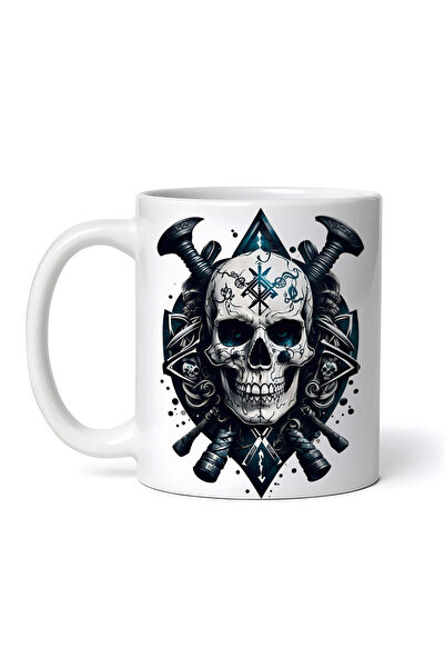 OEM Cană albă personalizată, craniu viking, INOVATIX®. 330ml