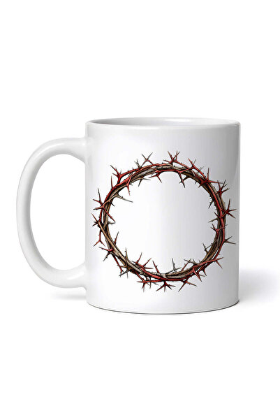 OEM Cană albă personalizată, Crucea cu spini a lui Iisus, INOVATIX®. 330ml