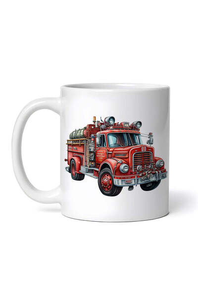 OEM Cană albă personalizată, Mașină de pompieri, INOVATIX®. 330ml