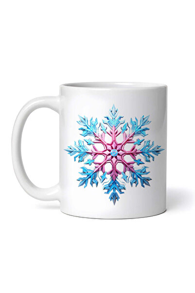 OEM Εξατομικευμένη Λευκή Κούπα, Χριστουγεννιάτικη Ροζ Μπλε Χιονονιφάδα, Inova...