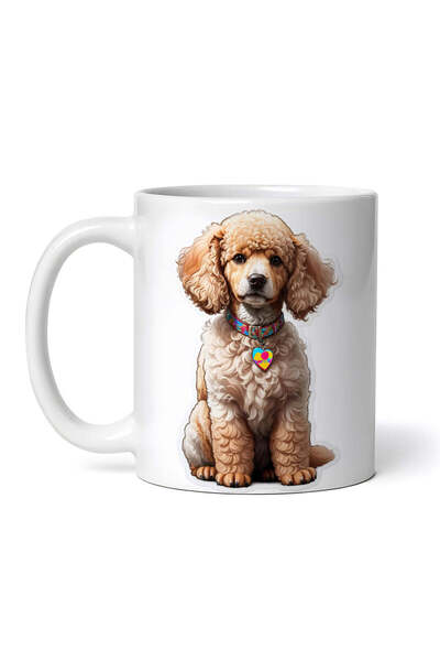 OEM Cană albă personalizată, câine pudel cu medalion, INOVATIX®. 330ml