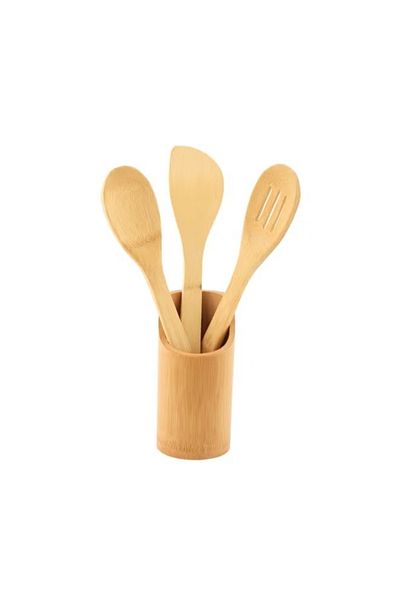 rexa 3-piece Kitchen Utensils Set With Stand Beige 30cm