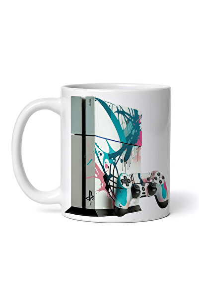 OEM Cană albă personalizată, consolă PS4 cu controler decorat cu stropi de vo...