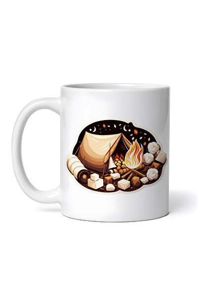 OEM Cană albă personalizată, cort de foc de tabără, Inovatix®. 330 ml