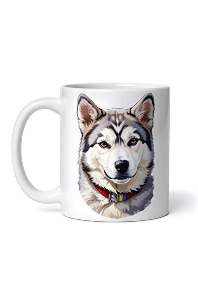 OEM Cană albă personalizată, câine Husky Siberian, INOVATIX®. 330 ml