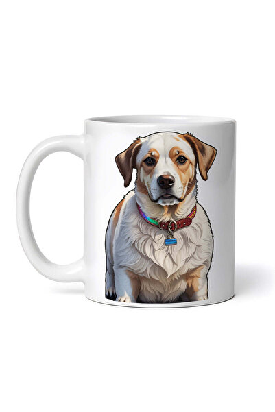 OEM Cană albă personalizată, cățeluș Brittany cu zgardă, Inovatix®. 330 ml