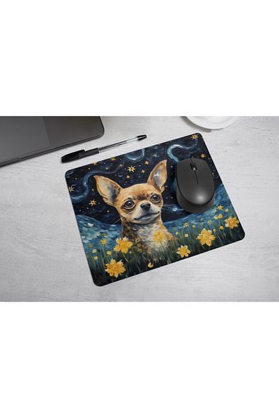 MS Major Selection Chihuahua Mouse Pad – Starry Night Design (17.5X21.5 Cm, Non-Slip Base)