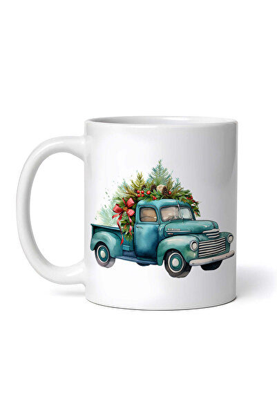 OEM Εξατομικευμένη λευκή κούπα, Φορτηγό με χριστουγεννιάτικα στολίδια, INOVAT...