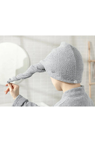 ZEYNO HOME TEKSTİL 100% Cotton Hair Cap, Hair Towel Set of 2 – Button Elastic...