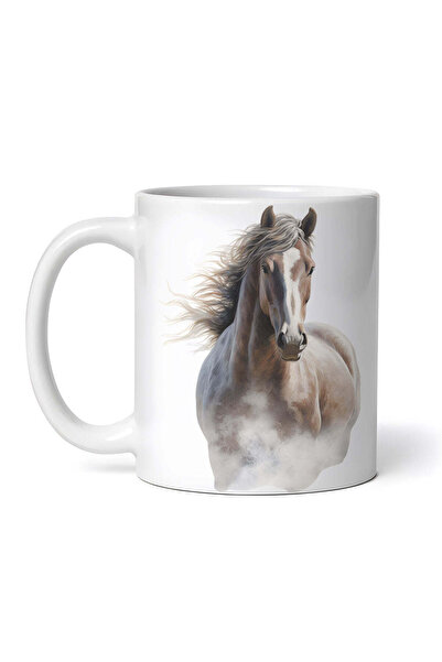 OEM Cană albă personalizată, cal bej, Inovatix®. 330 ml