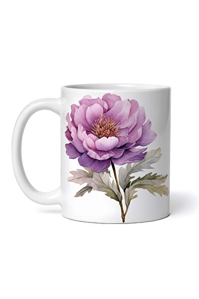 OEM Cană albă personalizată, Bujor înflorit, INOVATIX®. 330ml