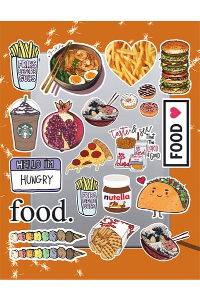 hediyenebak Food Food Sticker Set |   Laptop Agenda Pc Tablet Phone Notebook Sticker Bullet Journal