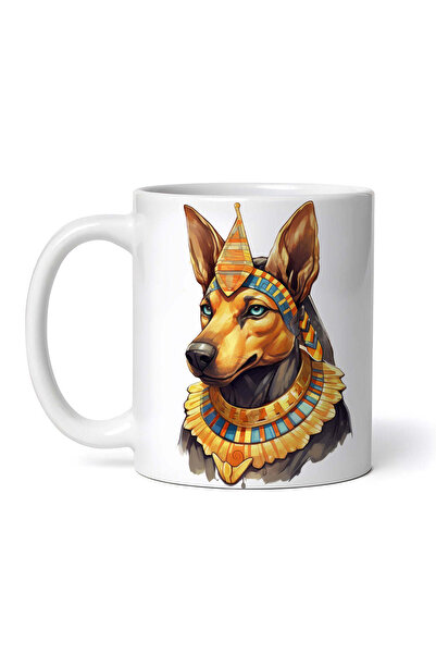 OEM Cană albă personalizată, Faraon Egiptean, Câine, INOVATIX®. 330ml